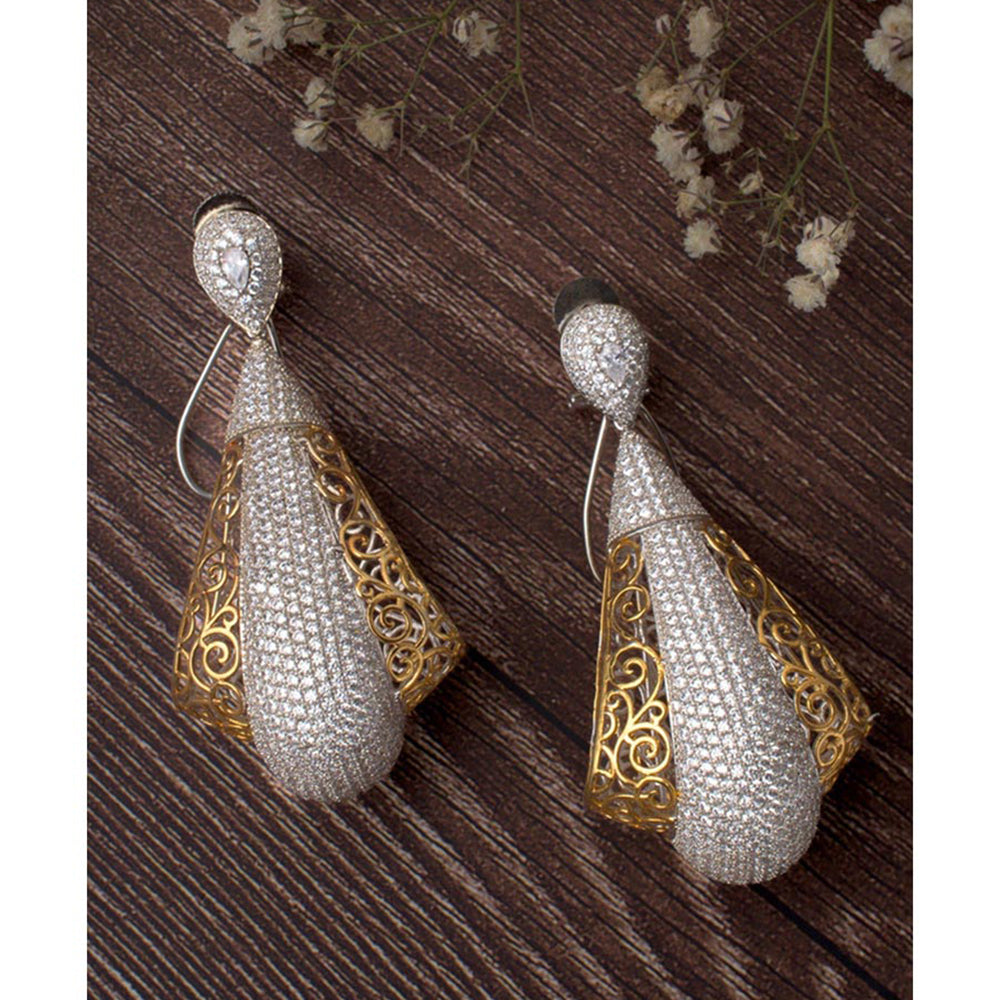 VIVINIA By Vidhi Mehra Florence Gold Plated White Womens Dangle Earrings
