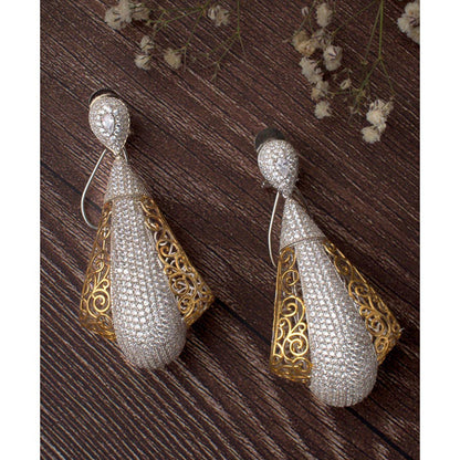 VIVINIA By Vidhi Mehra Florence Gold Plated White Womens Dangle Earrings