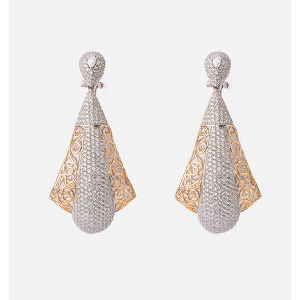 VIVINIA By Vidhi Mehra Florence Gold Plated White Womens Dangle Earrings