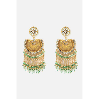 VIVINIA By Vidhi Mehra Gold Plated Green Womens Synthetic Stone Earrings
