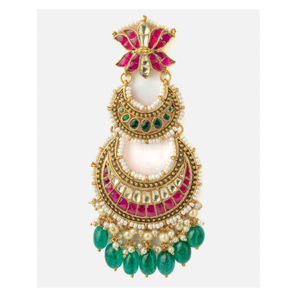 VIVINIA By Vidhi Mehra Gold Plated Green Womens Synthetic Stone Earrings