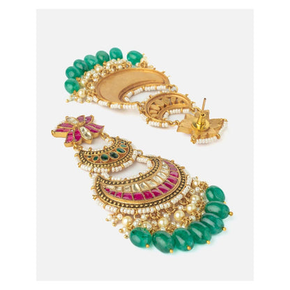 VIVINIA By Vidhi Mehra Gold Plated Green Womens Synthetic Stone Earrings
