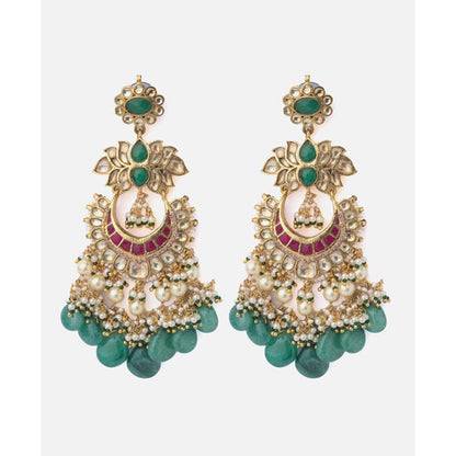VIVINIA By Vidhi Mehra Gold Plated Green Womens Dangler Earrings