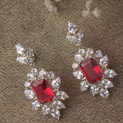 VIVINIA By Vidhi Mehra Florence Silver Plated Red Womens Drop Earrings