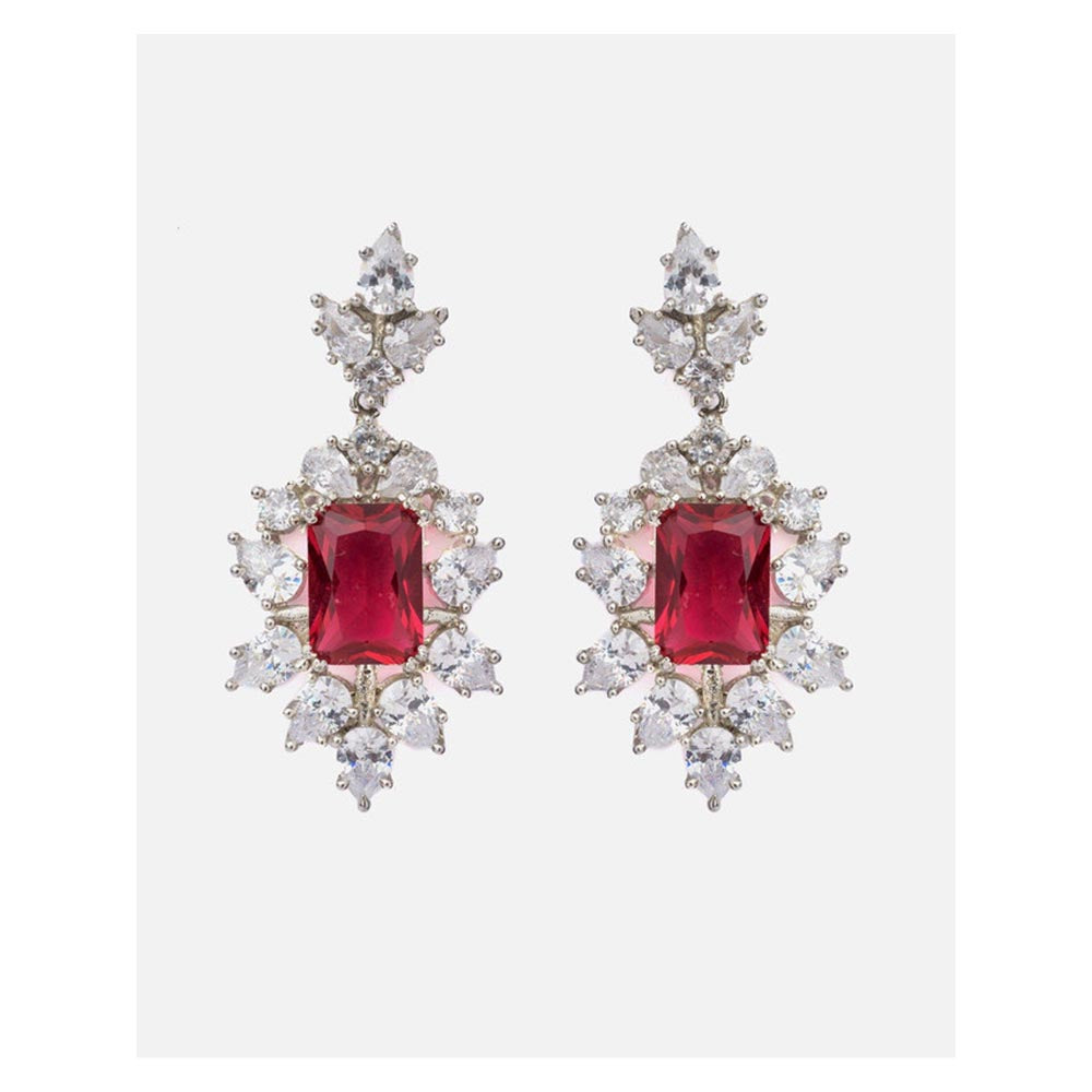 VIVINIA By Vidhi Mehra Florence Silver Plated Red Womens Drop Earrings