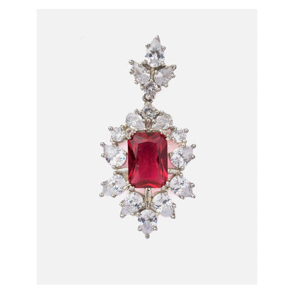 VIVINIA By Vidhi Mehra Florence Silver Plated Red Womens Drop Earrings