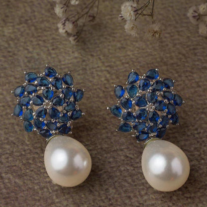 VIVINIA By Vidhi Mehra Florence Silver Plated Blue Womens Drop Earrings
