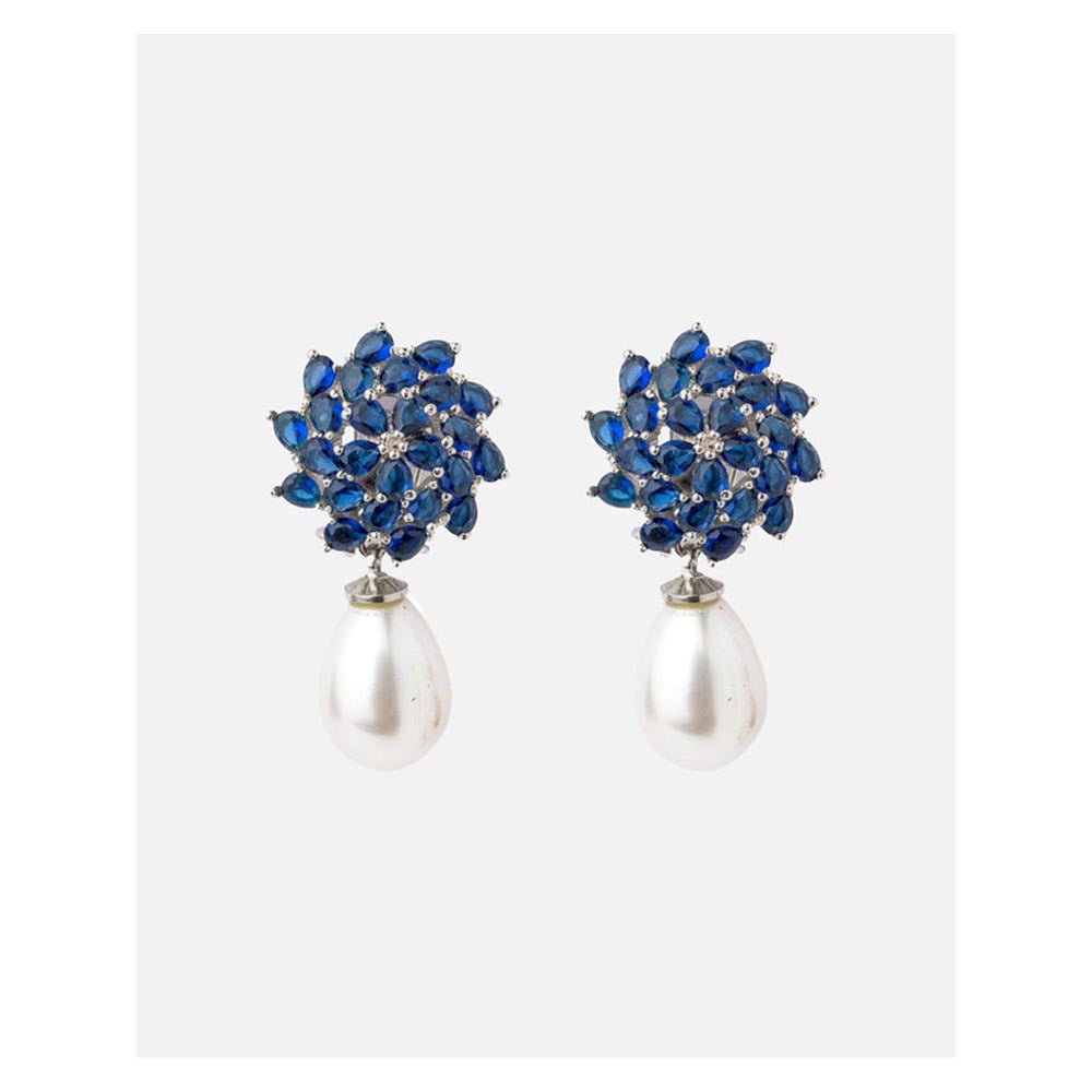 VIVINIA By Vidhi Mehra Florence Silver Plated Blue Womens Drop Earrings
