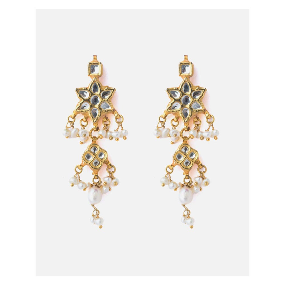 VIVINIA By Vidhi Mehra Gold Plated Womens Kundan And Polki Drop Earrings