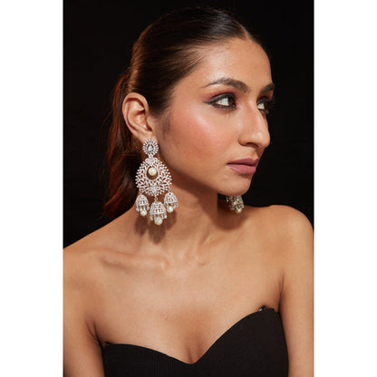 VIVINIA By Vidhi Mehra Zia Silver Plated Womens Zircon Earrings