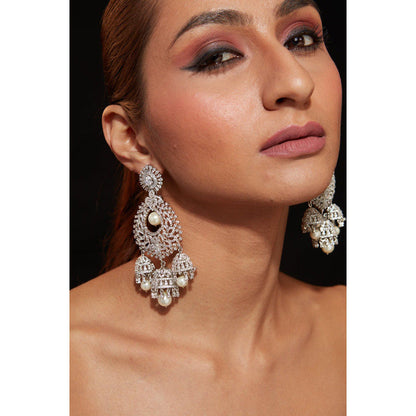 VIVINIA By Vidhi Mehra Zia Silver Plated Womens Zircon Earrings