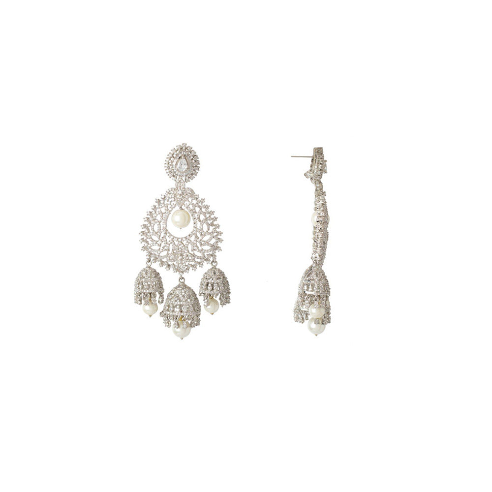VIVINIA By Vidhi Mehra Zia Silver Plated Womens Zircon Earrings