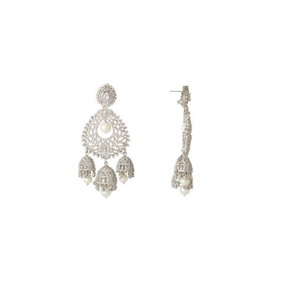 VIVINIA By Vidhi Mehra Zia Silver Plated Womens Zircon Earrings