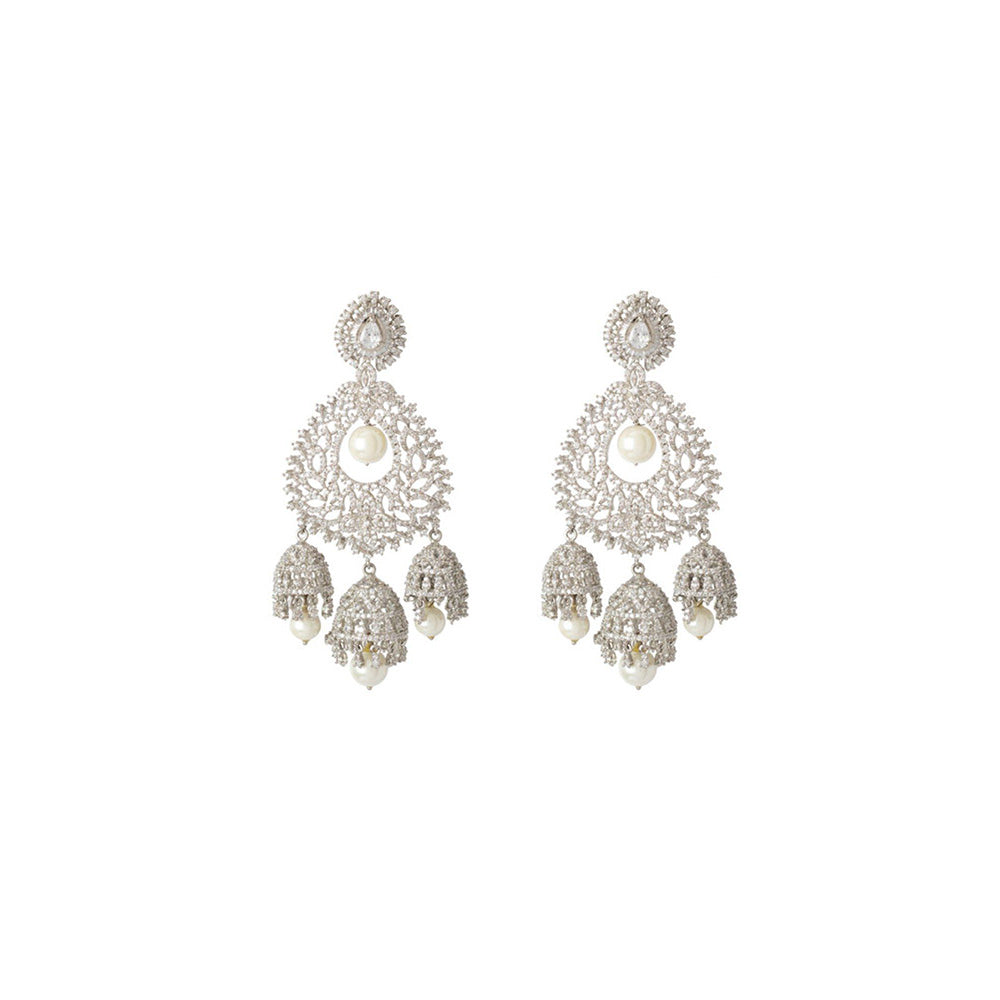 VIVINIA By Vidhi Mehra Zia Silver Plated Womens Zircon Earrings
