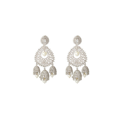 VIVINIA By Vidhi Mehra Zia Silver Plated Womens Zircon Earrings