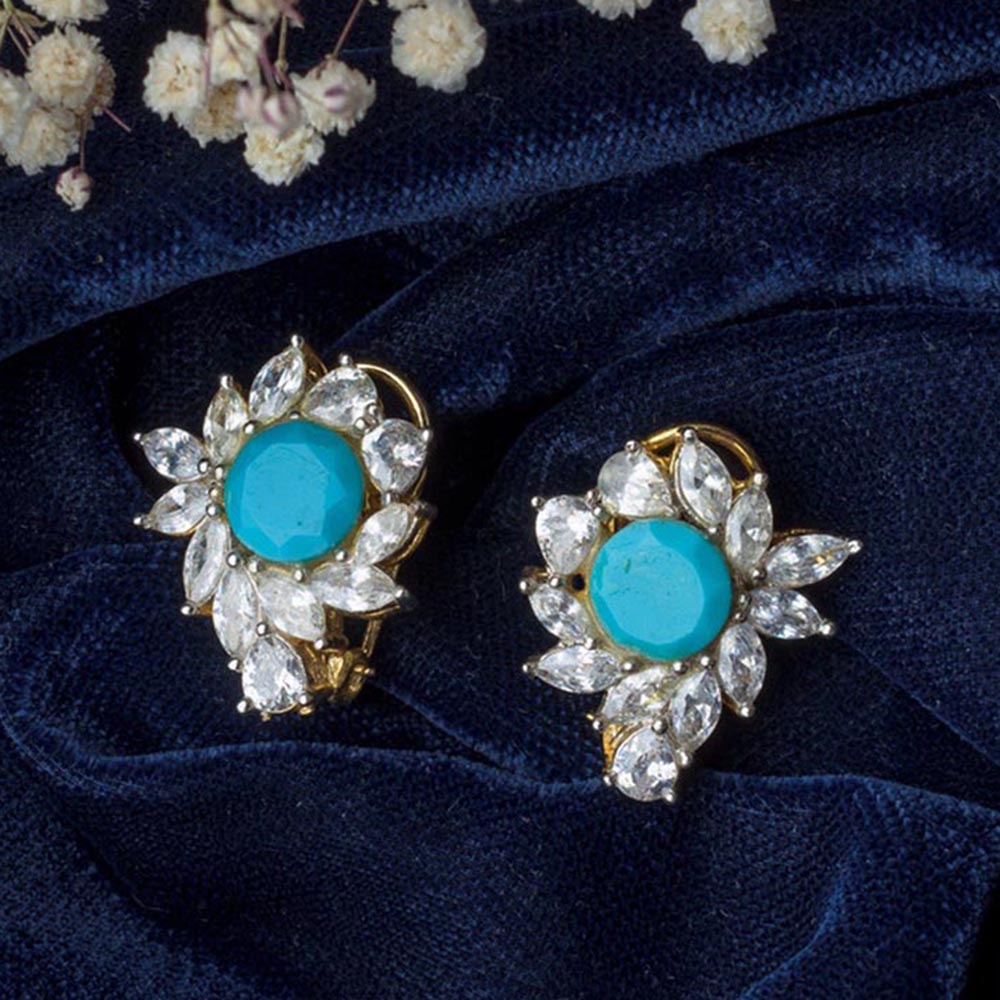 VIVINIA By Vidhi Mehra Gold Plated Blue Womens Stud Earrings