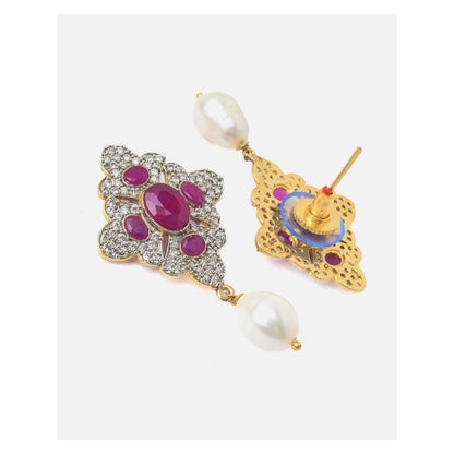 VIVINIA By Vidhi Mehra Gold Plated Pink Womens Drop Earrings