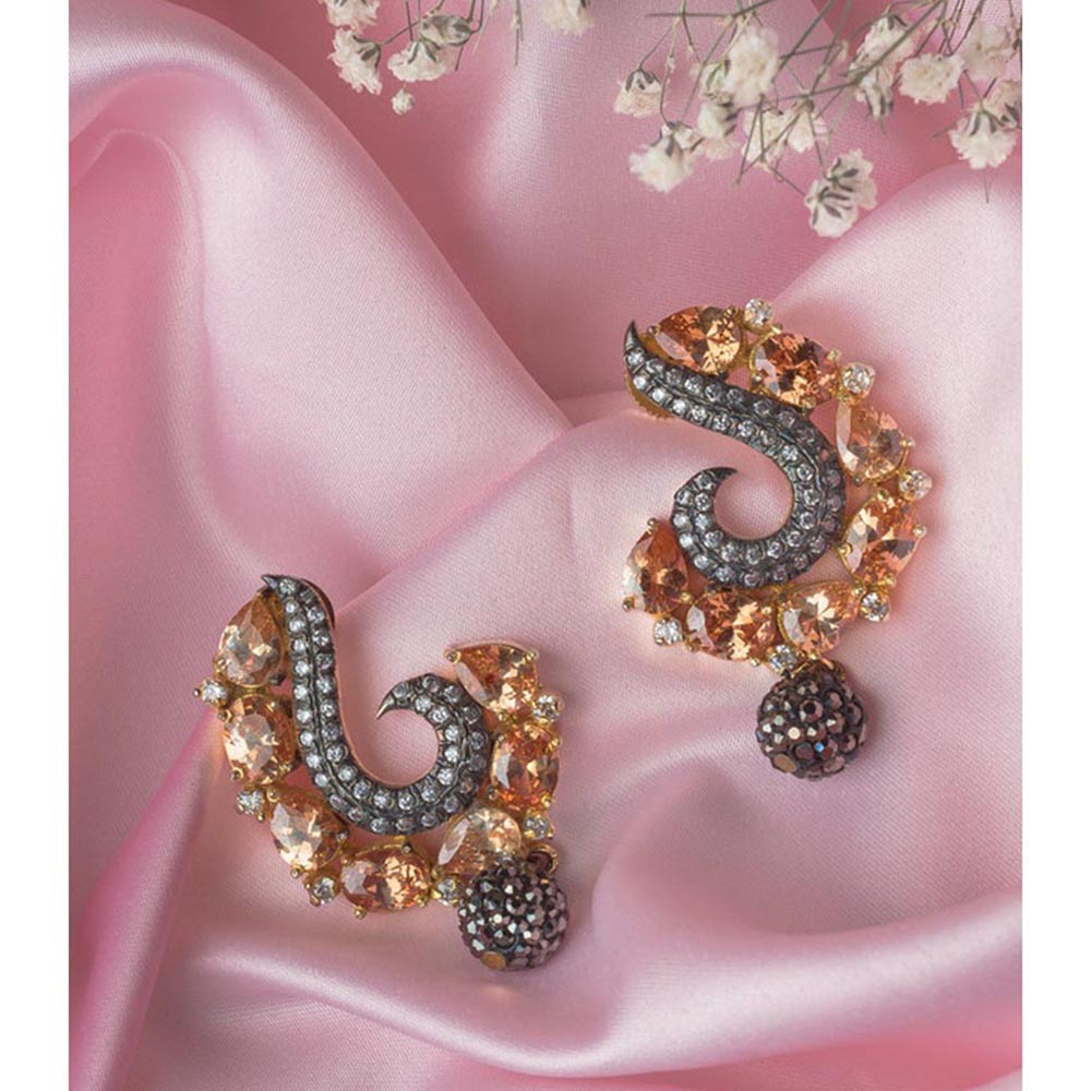 VIVINIA By Vidhi Mehra Gold Plated Peach Womens Drop Earrings