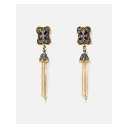 VIVINIA By Vidhi Mehra Gold Plated Blue Womens Tassel Earrings