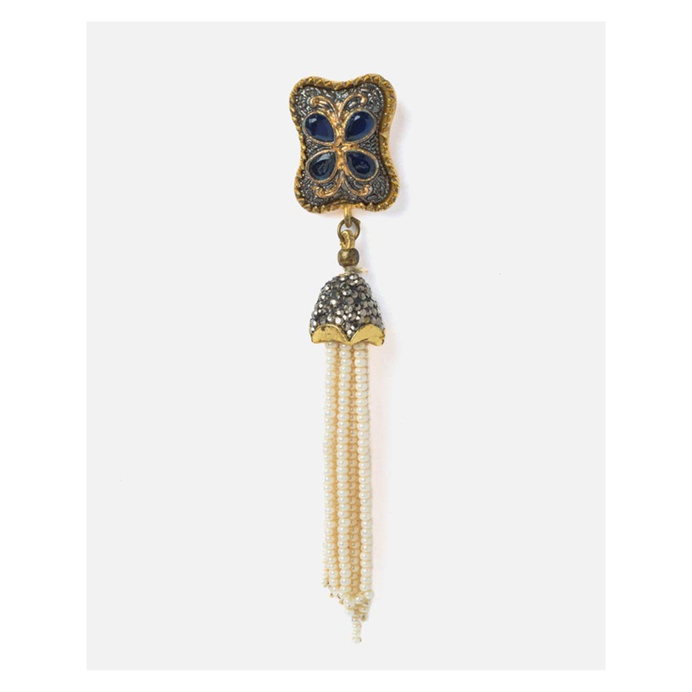 VIVINIA By Vidhi Mehra Gold Plated Blue Womens Tassel Earrings