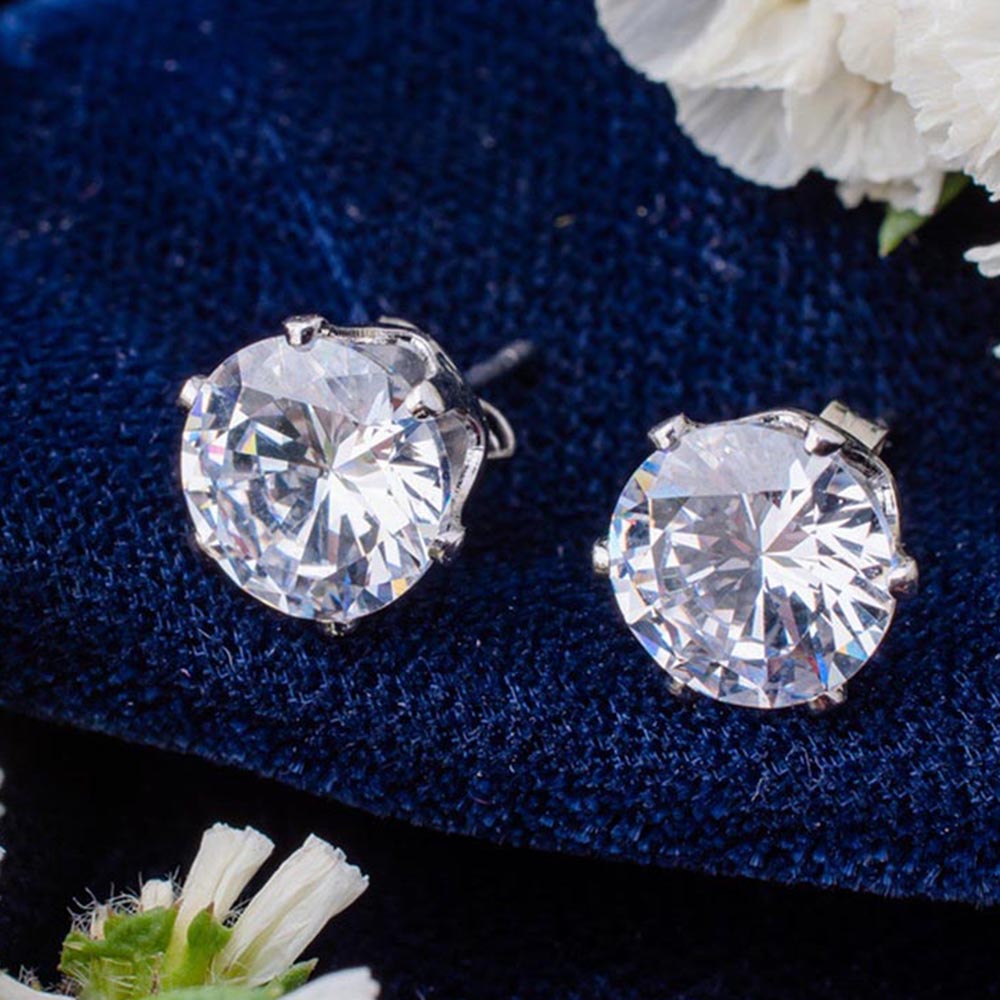 VIVINIA By Vidhi Mehra Zia Silver Plated Womens Zircon Earrings