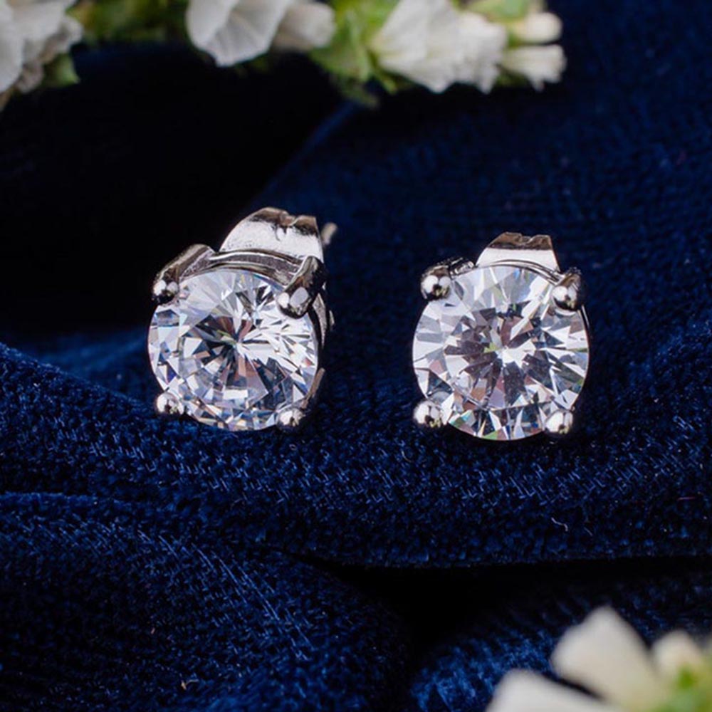 VIVINIA By Vidhi Mehra Zia Silver Plated Womens Zircon Earrings