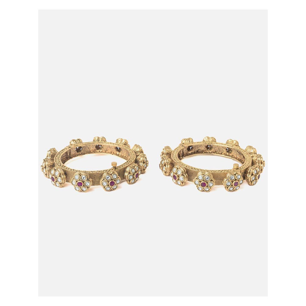 VIVINIA By Vidhi Mehra Gold Plated Red Temple Womens Bangles