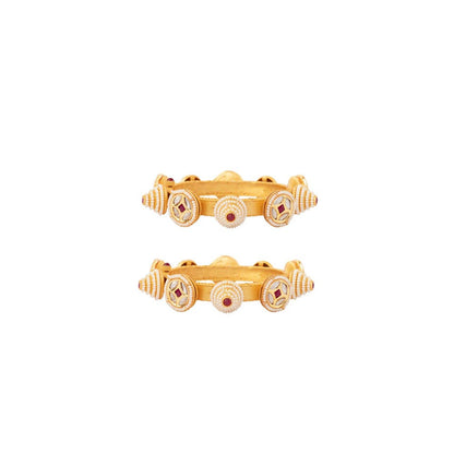 VIVINIA By Vidhi Mehra Gold Plated Red Kundan Polki Womens Bangles
