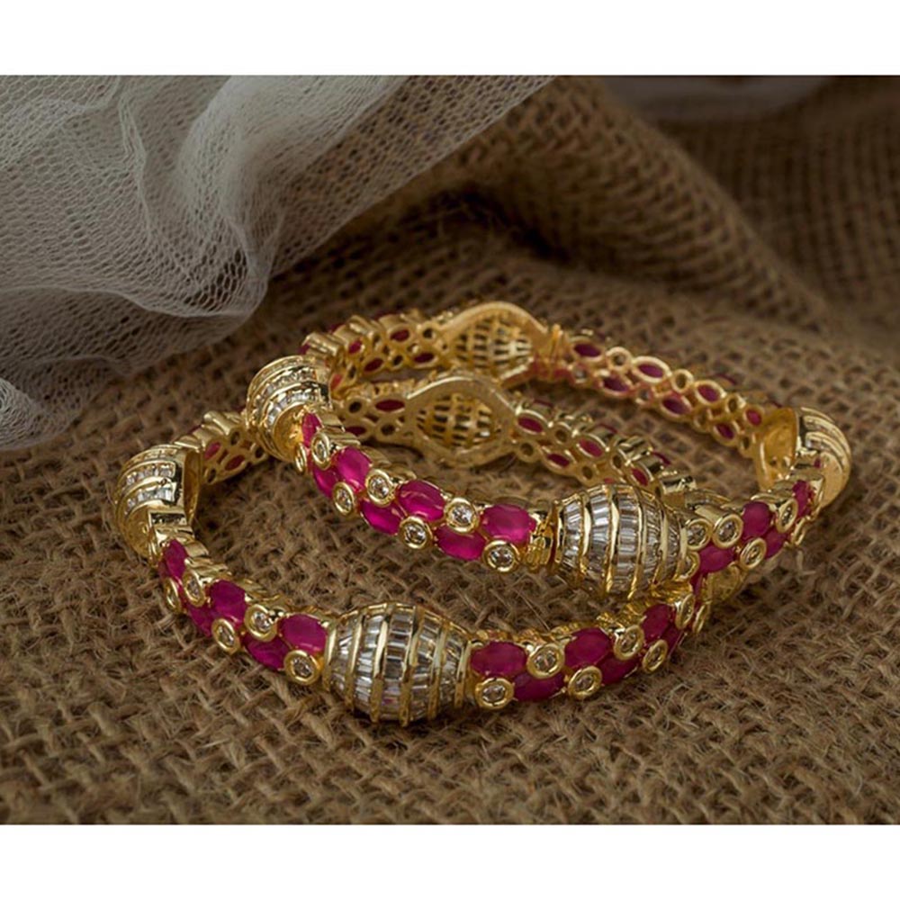 VIVINIA By Vidhi Mehra Gold Plated Pink Womens Synthetic Stone Bangles
