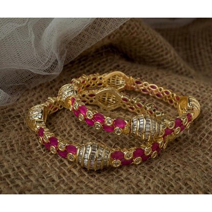 VIVINIA By Vidhi Mehra Gold Plated Pink Womens Synthetic Stone Bangles