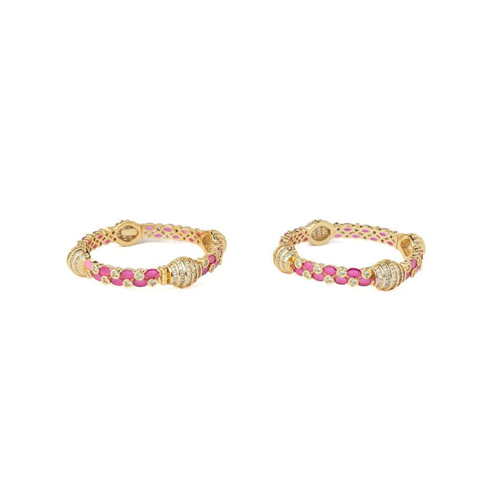 VIVINIA By Vidhi Mehra Gold Plated Pink Womens Synthetic Stone Bangles