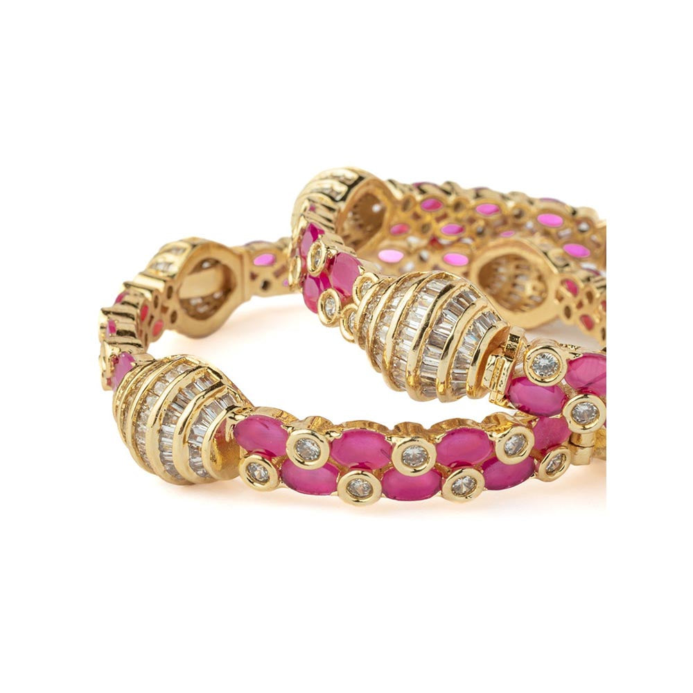 VIVINIA By Vidhi Mehra Gold Plated Pink Womens Synthetic Stone Bangles