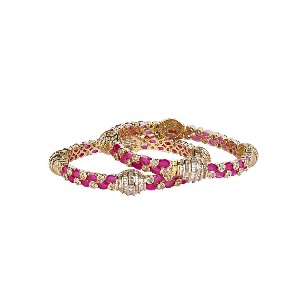 VIVINIA By Vidhi Mehra Gold Plated Pink Womens Synthetic Stone Bangles