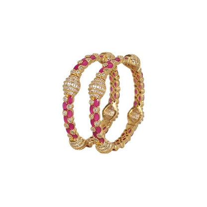 VIVINIA By Vidhi Mehra Gold Plated Pink Womens Synthetic Stone Bangles