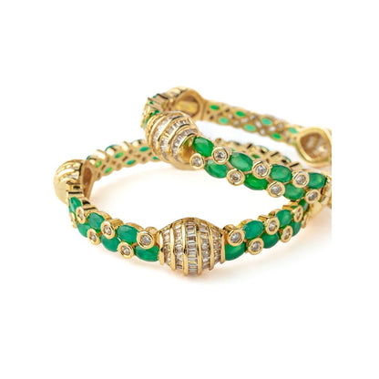 VIVINIA By Vidhi Mehra Gold Plated Green Womens Synthetic Stone Bangles