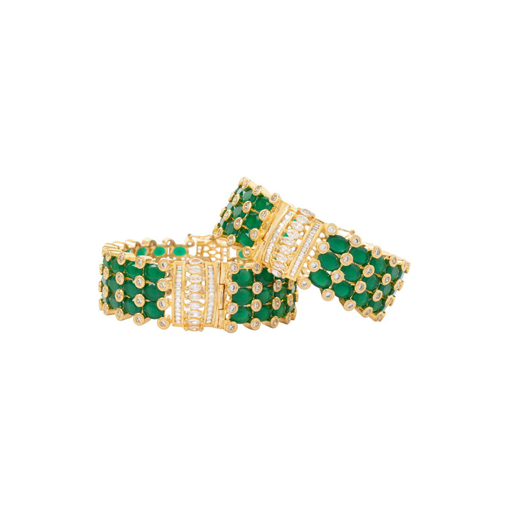 VIVINIA By Vidhi Mehra Gold Plated Green Womens Kundan Polki Bangles
