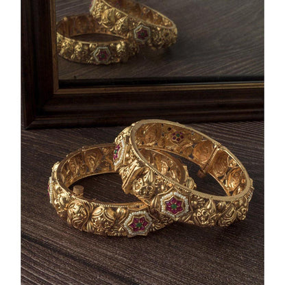 VIVINIA By Vidhi Mehra Gold Plated Pink Temple Womens Bangles