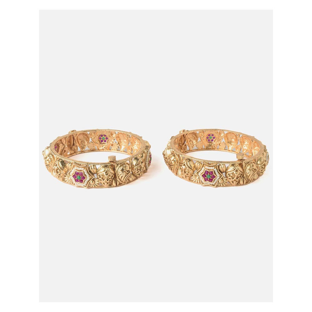 VIVINIA By Vidhi Mehra Gold Plated Pink Temple Womens Bangles