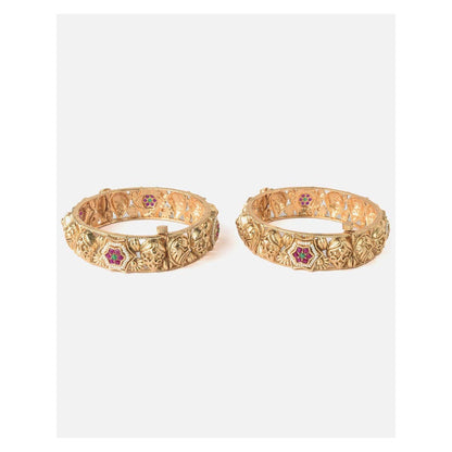 VIVINIA By Vidhi Mehra Gold Plated Pink Temple Womens Bangles