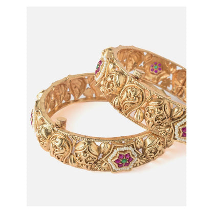 VIVINIA By Vidhi Mehra Gold Plated Pink Temple Womens Bangles