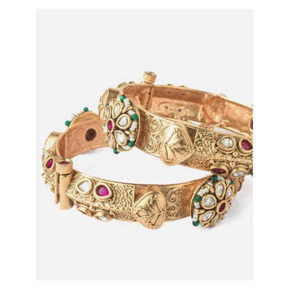 VIVINIA By Vidhi Mehra Gold Plated Red Temple Womens Bangles