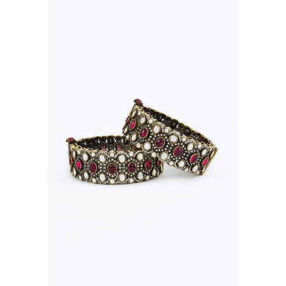 VIVINIA By Vidhi Mehra Florence Gold Plated Red Womens Kundan Polki Bangles