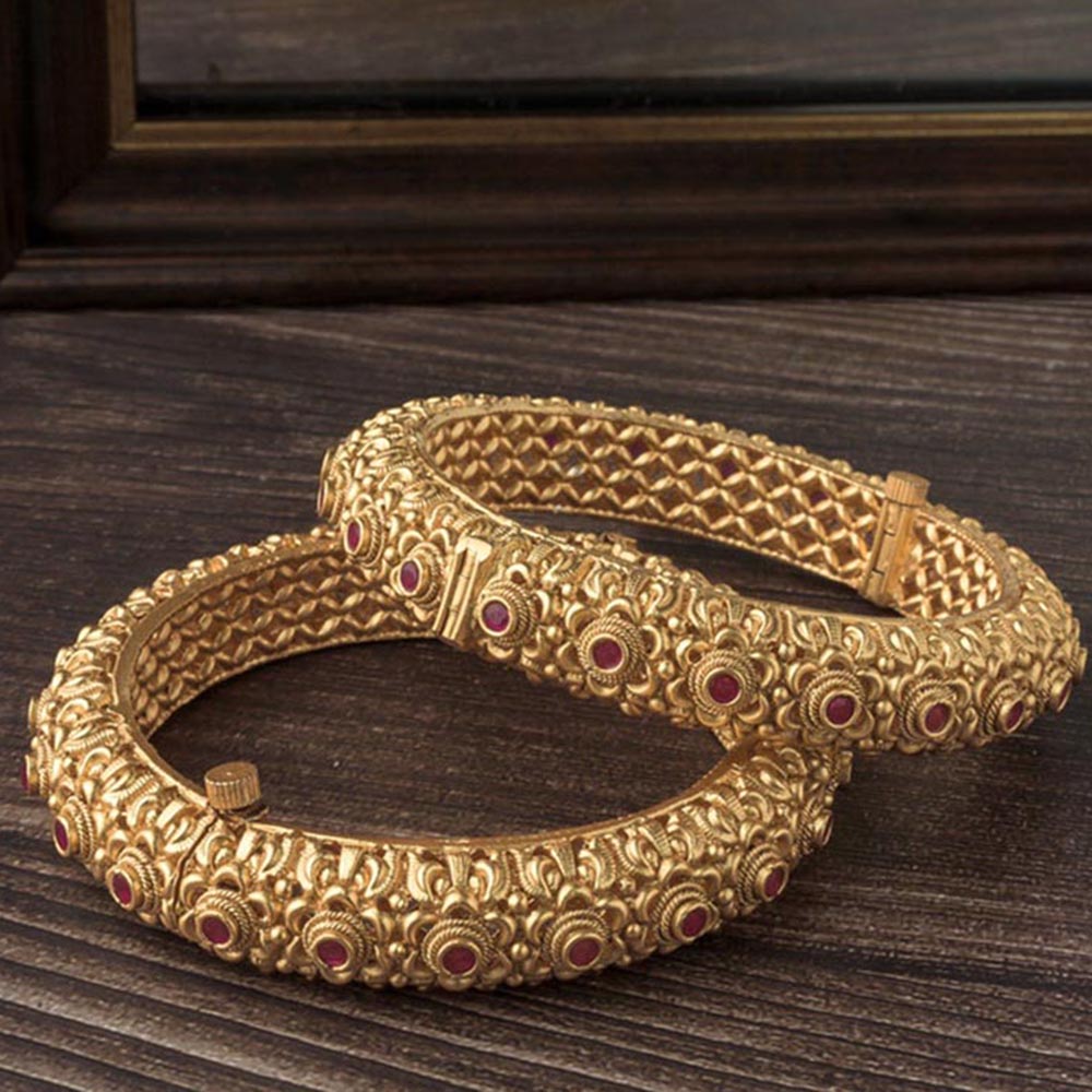 VIVINIA By Vidhi Mehra Gold Plated Temple Womens Bangles