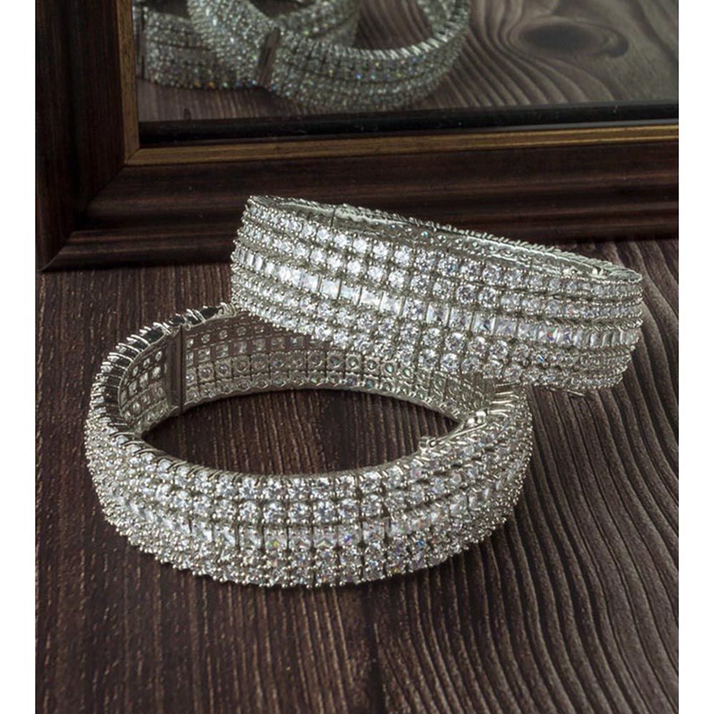 VIVINIA By Vidhi Mehra Silver Plated Zircon Womens Bangles