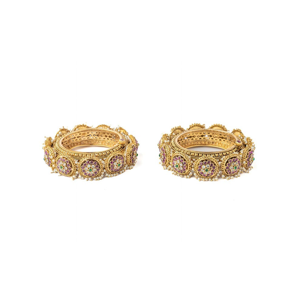 VIVINIA By Vidhi Mehra Gold Plated Pink Womens Kundan Polki Bangles