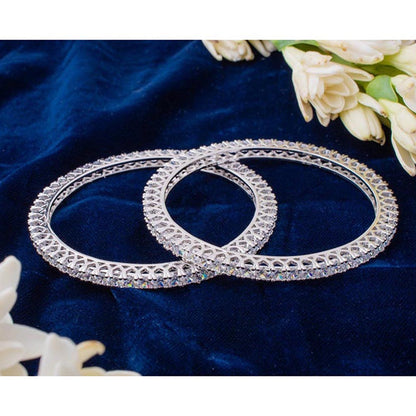 VIVINIA By Vidhi Mehra Zia Silver Plated White Womens Zircon Bangles