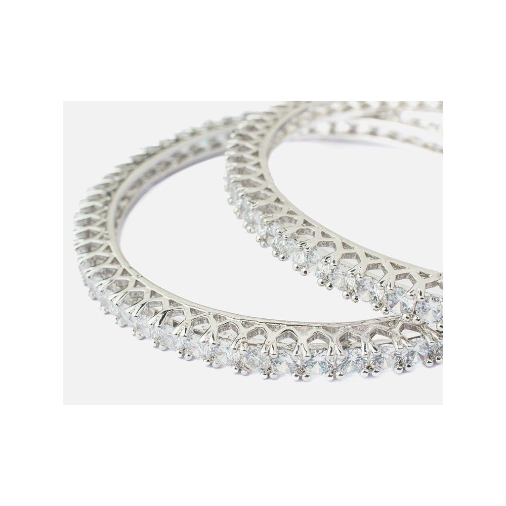 VIVINIA By Vidhi Mehra Zia Silver Plated White Womens Zircon Bangles