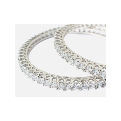 VIVINIA By Vidhi Mehra Zia Silver Plated White Womens Zircon Bangles