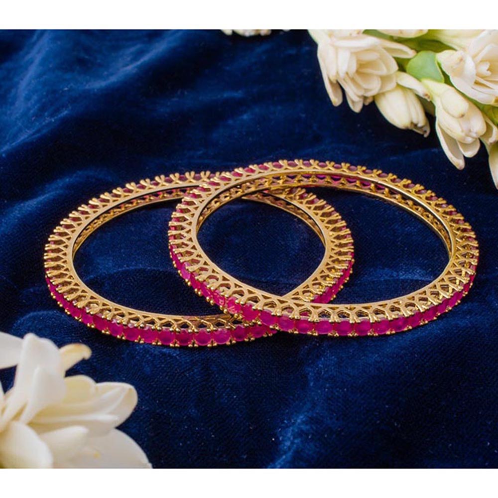 VIVINIA By Vidhi Mehra Zia Gold Plated Pink Womens Zircon Bangles