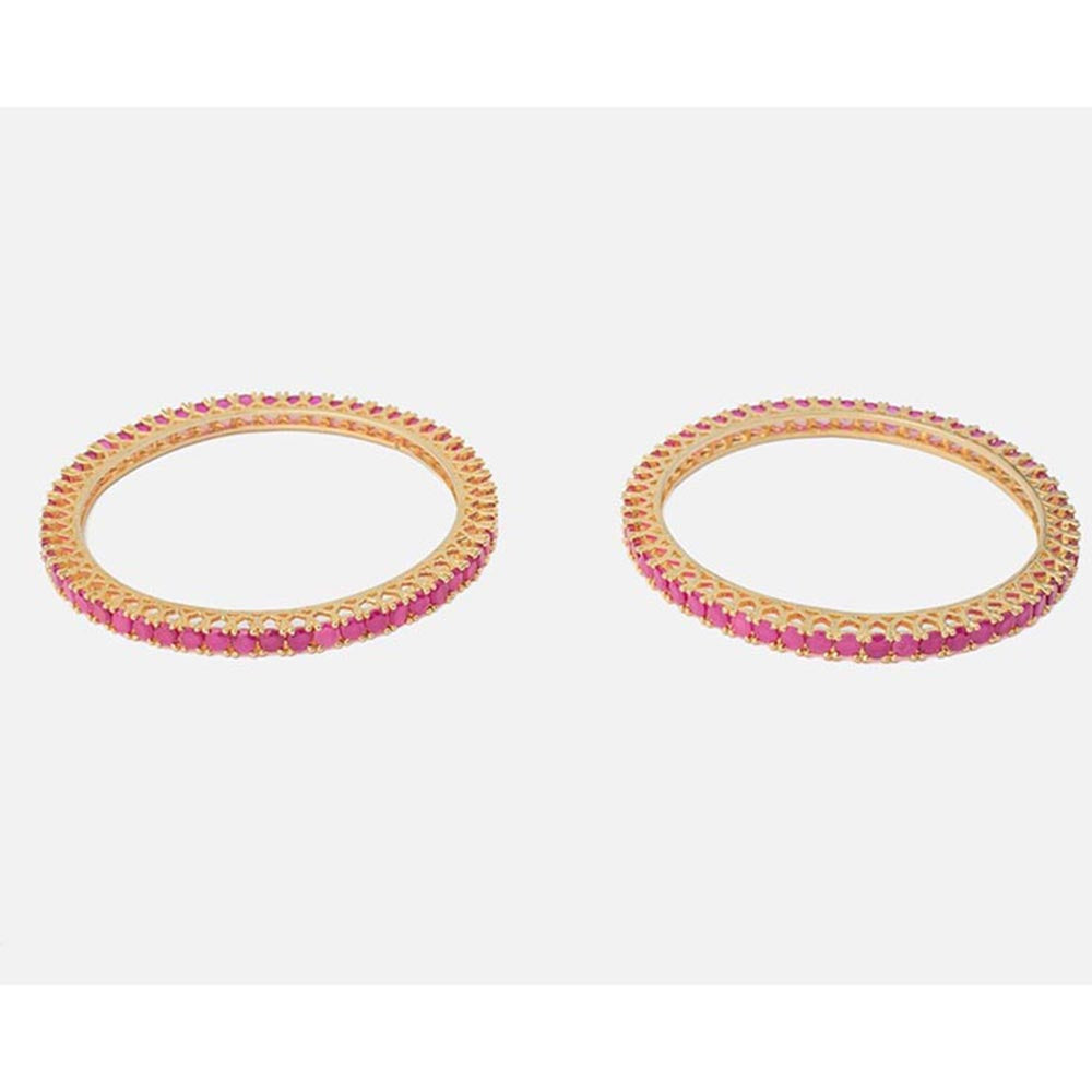 VIVINIA By Vidhi Mehra Zia Gold Plated Pink Womens Zircon Bangles